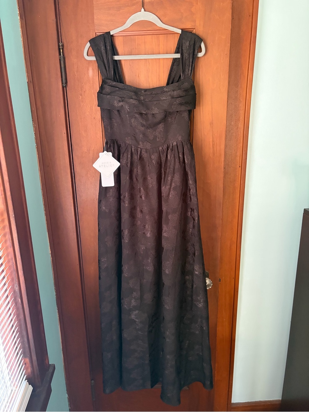 Azazie Atelier Black Floral Print Dress